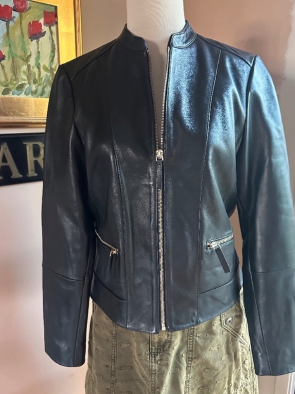NWT Caroll Black Leather Jacket From France Size 40 Original $400+